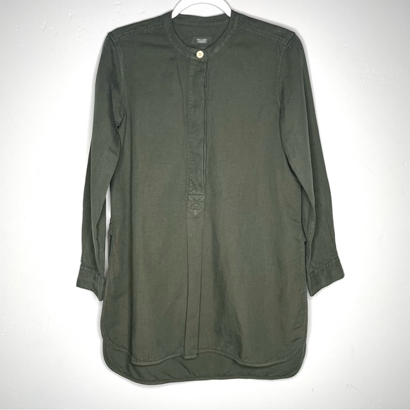TOAST UK Elena Tunic Shirt Cotton Linen 4 Dusted Khaki Olive Green Lagenlook - Picture 4 of 10